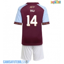 Camisa de time de futebol Aston Villa Pau Torres #14 Replicas 1º Equipamento Infantil 2025-26 Manga Curta (+ Calças curtas)